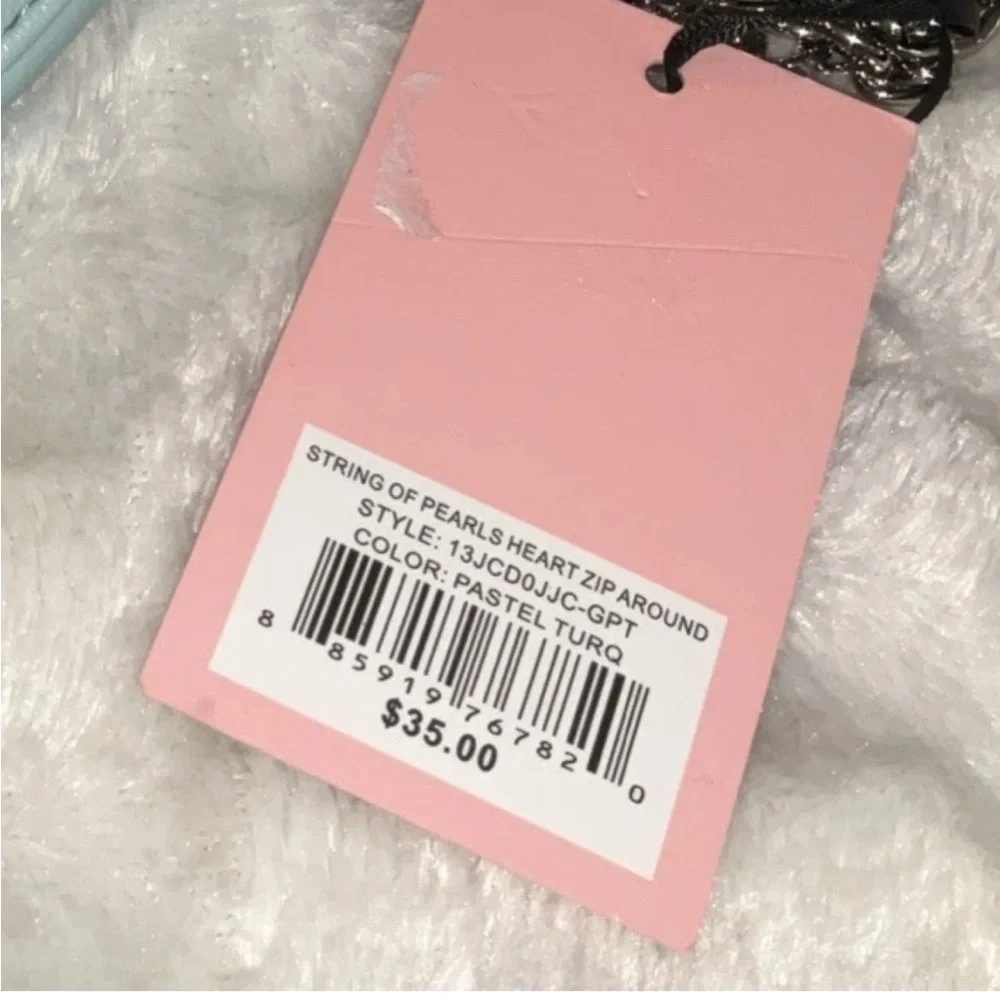 Juicy Couture Pastel‎ Turquoise String Of Pearls Heart ZA Wristlet NWT - Picture 9 of 9